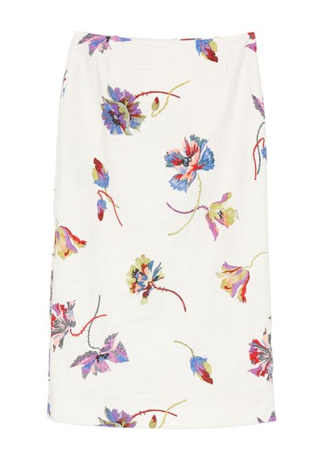 Gonna dritta a fiori in bianco La DoubleJ - donna